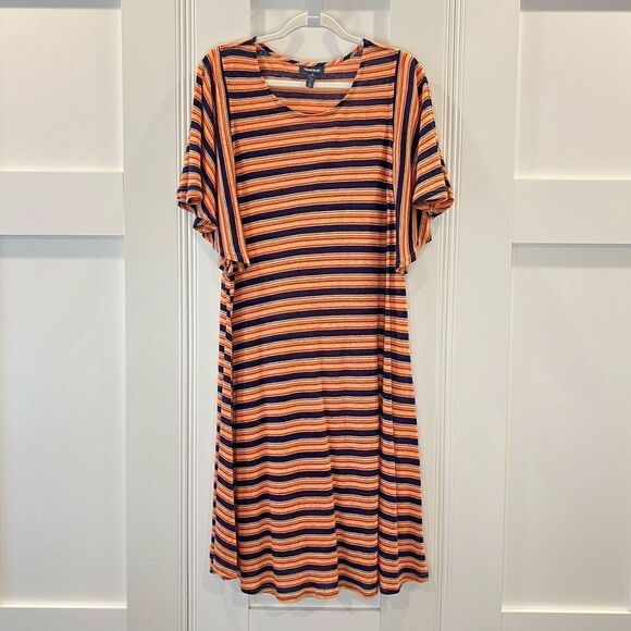 ModCloth Women’s 1X Plus Gotta Get Going TShirt Dress Orange Stripe NWT - Picture 2 of 13